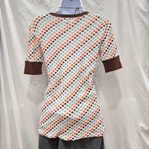 Y2K FANG Polka Dot Ringer Tee S Coquette Indie Sleaze Core Retro - Picture 6 of 8